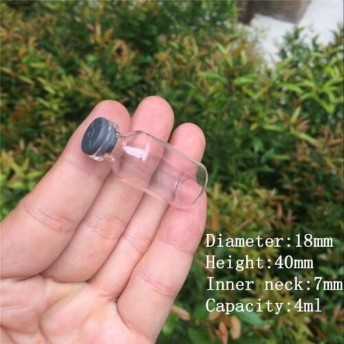 100 pcs 18x40 mm 4 ml small Injection Glass Bottles with Rubber Stopper DIY Clear Transparent Glass Jars Medical Vials