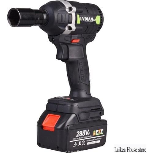 110 240V 630N.m 288VF Cordless Electric Impact Wrench High PowerElectric Wrench Brush 1x Li-ion Battery Power Tools Electricity