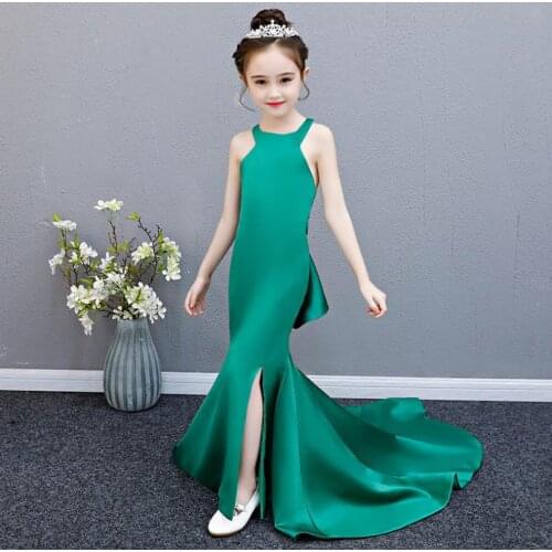 2020 New Kids Elegant Princess Party Trailing Dresses Children Show Pageant Dress For Girls First Communion Gown Vestidos L03