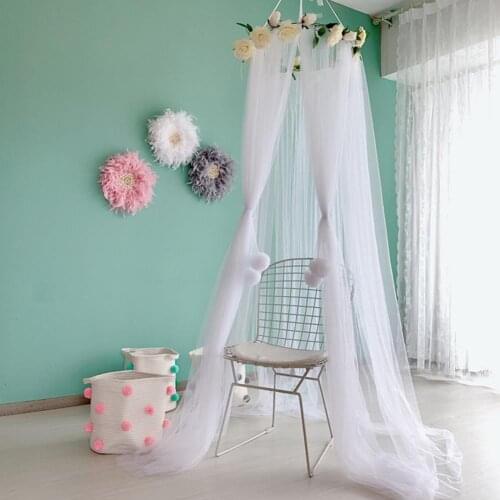 2020 Nordic Mosquito Net Rose Flower Ring Kids Bed Canopy Hanging Tent Anti-Mosquito Kids Room Decor Home Textile