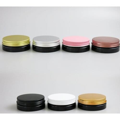 24 x 30g Empty Black Cosmetic Cream Containers Cream Jars 30cc 30ml for Cosmetics Packaging Plastic Bottles With Metal Lids
