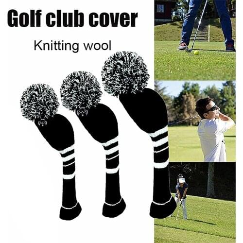 3PCS Golf Club Cover Black Red Knit Material Easy To Store and Easy To Clean Sports Protective Gear Accessories