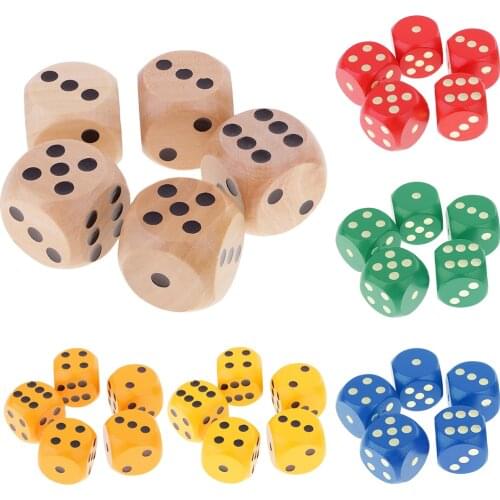 5 Piece/Set 3cm Wooden Board Game Dice D6 Six Sided Dotted Dice for D&D TRPG Toy Gambling Table Games DIY