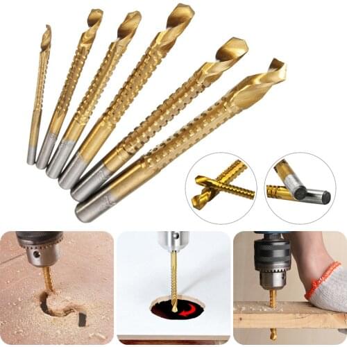 6pcs/set Drill Power Tool Drill Wood Cutter High Speed Steel Twist Sawtooth Drill 3mm/4mm/5mm/6mm/6.5mm/8mm dropshipping