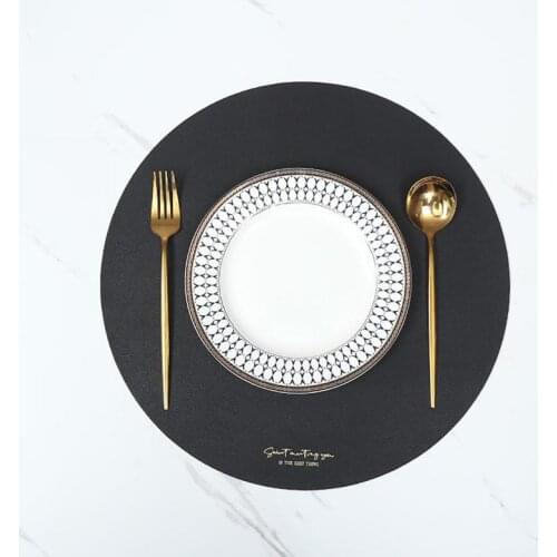 8Pcs Leather Placemats and Coasters Set Wipeable Round Mat for Dinner Table Heat Resistant Non-Slip Washable Kitchen Placemats