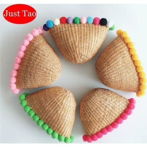 DHL Free Shipping Just Tao Childrens Summer Beach shoulder bags Kids Chic Purse Baby girls Small Messenger bag Pom bag JTD019