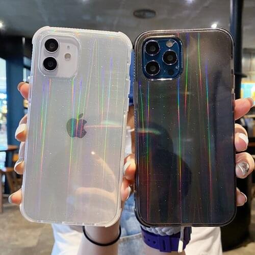 Shining Glitter Phone Case for IPhone 11 12 Pro Max Laser Shockproof Silicone Cover for IPhone X XR XS Max 7 8 Plus 12Pro Coque