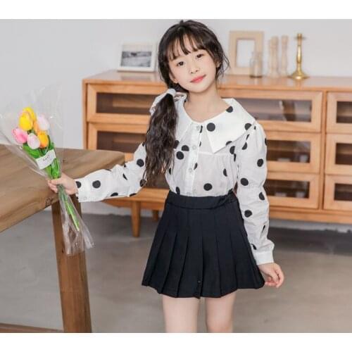2021 Spring Autumn Polka Dot Girls Blouse Children Clothes Kid Fashion Cotton Shirt For Teenage Girls Tops Blusas 24M-16Y