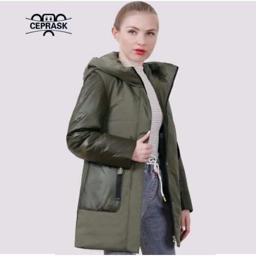 CEPRASK 2021 New Spring Jacket Women Plus Size Autumn Coat Long Quilted Fashion Parka Hooded High Quality Thin Cotton Outwear