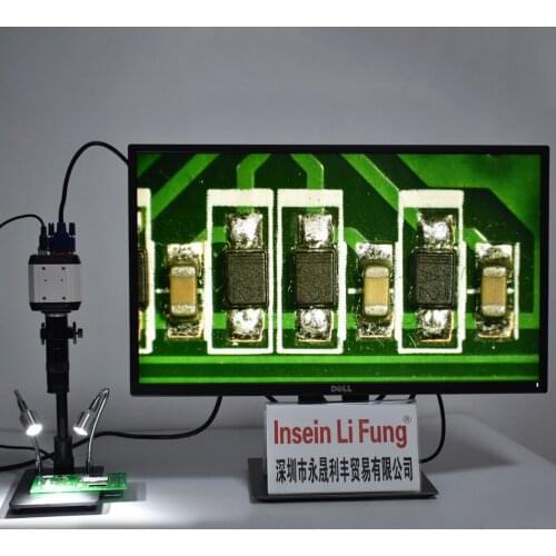 Digital Video Microscope Camera VGA USB BNC AV Outputs 10X-200X Zoom C Mount Lens Small Universal LED light Bracket PCB Repair