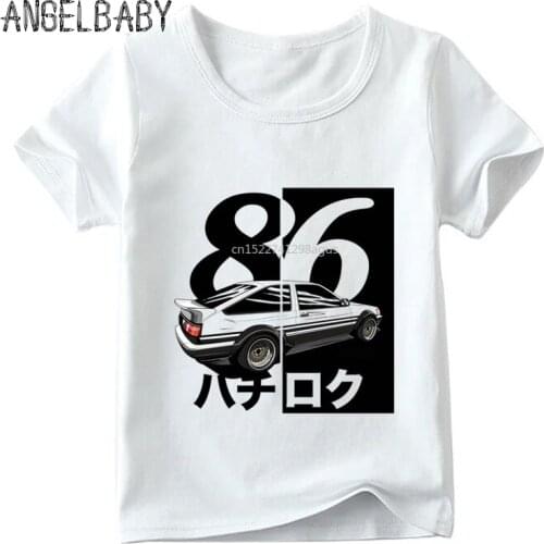 Children Japanese Anime AE86 Initial D Drift Print T shirt Boys/Girls Summer White Tops Kids Casual T-shirt,HKP2419