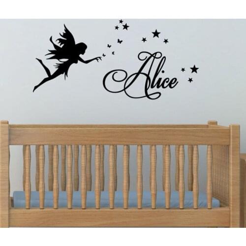 Girl Nursery Vinyl Wall Stickers Personalized Butterfly Fairies Wall Art Sticker Home Decor Girl Bedroom Removable Decals SA090B