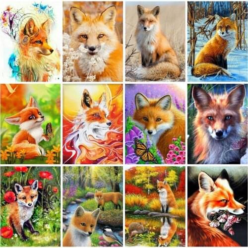 EverShine 5D Diamond Painting Fox Diamond Mosaic Animals Cross Stitch Bead Embroidery Kits Rhinestones Picture Sale Home Decor