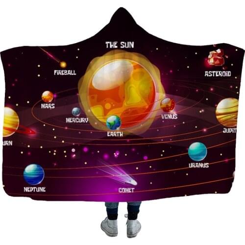 Star Space Series Flannel Material Comfortable Warmth Thickened Anti Pilling Hooded Blanket Home Sofa Watch TV Wear Magic Cloak