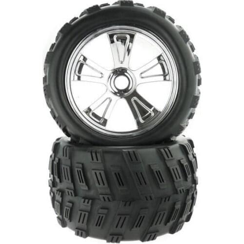 Himoto Racing 1/8 Chrome Rim & Tire Complete For Monster Truck 2P 824003V RC CAR Parts