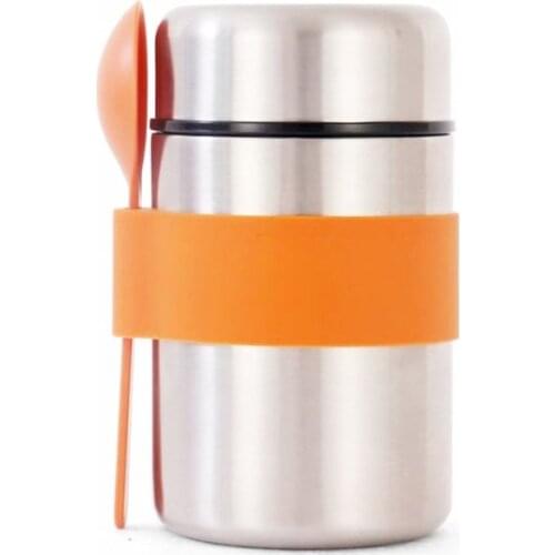 Insulated Food Flask 500ml Double Layer Stainless Steel Soup and Food Container with Spoon Leak Proof Vacuum Food Flask Box GXMA
