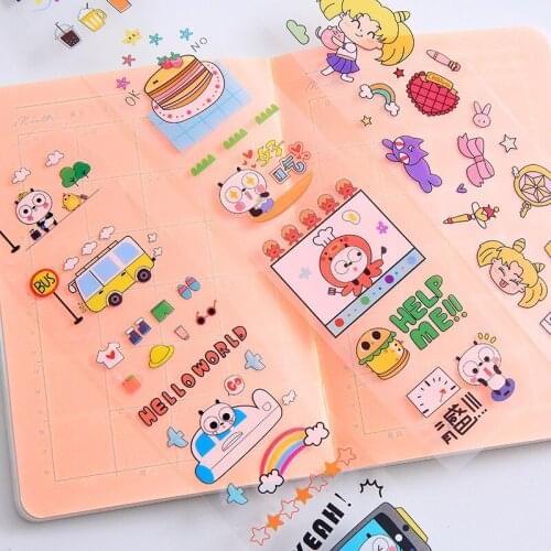 Kawaii Cartoon pvc Transparent Waterproof Stickers Cute Die-cut Small Stickers Insulation Cup Stickers Hand Account Stickers