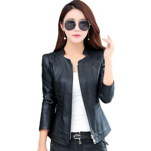 Plus Size Women Jacket coat Autumn Winter New Fashion Short Slim PU Leather Jackets Womens casual Leather Jacket Coats 4XL F680