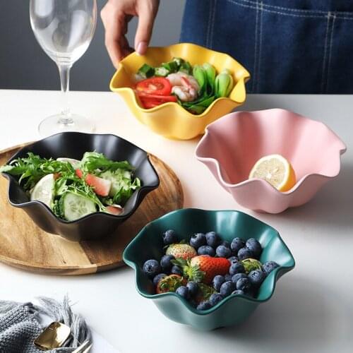 Nordic creative matte ceramic tableware fruit salad dessert bowl microwave oven baking bowl