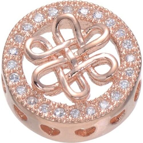 High Quality Copper Metal DIY Bracelet Necklace Accessories Micro Pave Zircon Crystal Spacer Beads For Jewelry Making Wholesale