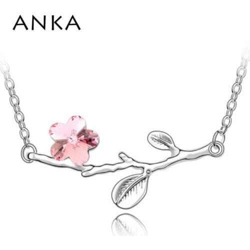 ANKA fashion plum flower crystal jewelry fine polishing mirror finish Valentines Day Gift Crystals from Austria #85491