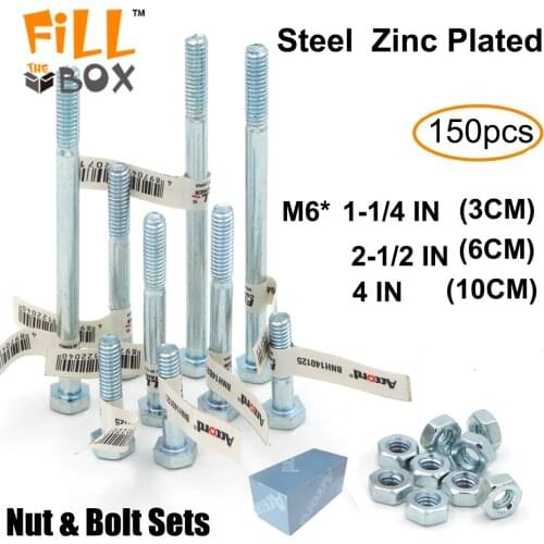150PCS set Bolts and Nuts Set M6 3MM 6MM 10MM Furniture fittings HEX Head