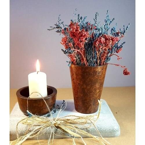 AYS Design Decorative Concrete Candle Holder Set 2'li