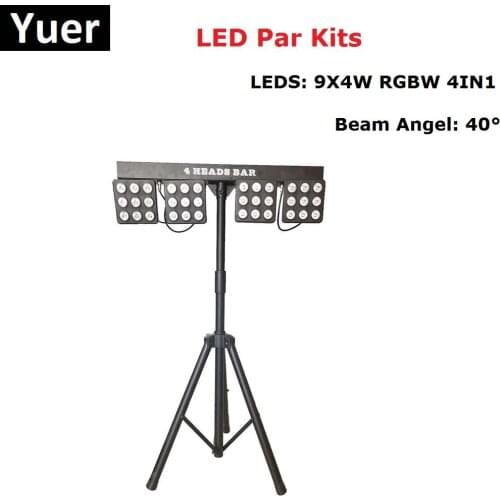 LED Par Kit 4Pcs 9X4W RGBW 4IN1 LED Flat Par Lights LED Stage Light DMX Controller LED Par For Disco Light Sound Party Light