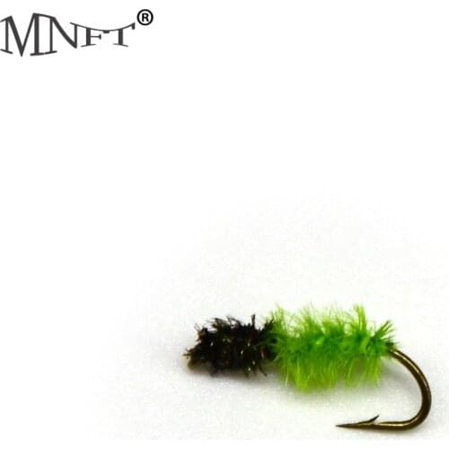 MNFT Natural peacock feather production Green Caterpillar Baits Trout Dry Fly Fishing Crank Hooks Fish Tackle Artificial Tied up