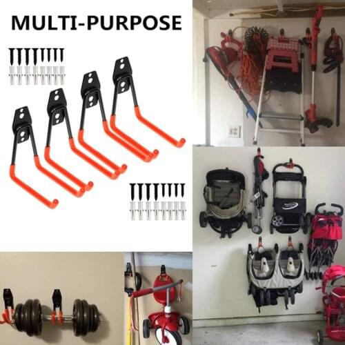 Wall-Mounted Garage Bike Hanger Hook Heavy Duty Metal Hooks Garden Bathroom Organizer Hooks Kitchen Storage Tools With Screws