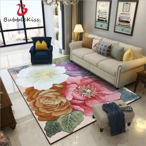 Bubble Kiss American Style 3D Large Flower Carpets For Living Room Sofa Coffee Table Home Decor Area Rugs Non-slip Floor Mats