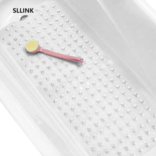 Extra Long Anti Slip Bath Tub Mat Bathroom Shower Mat Transparent Antibacterial Machine Washable for Bathroom,Kid Toddler Senior