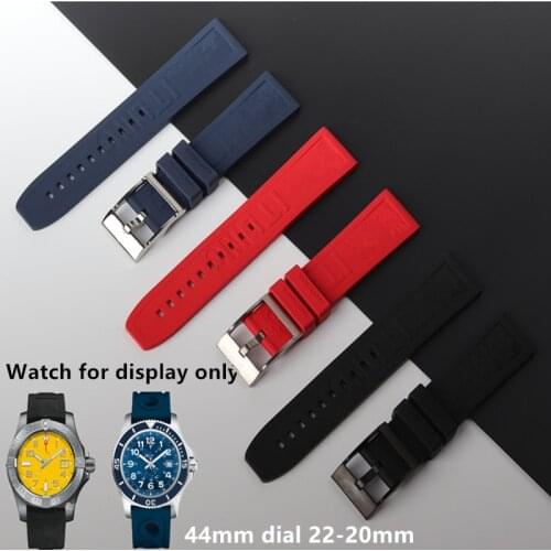 Top quality Caoutchouc Rubber silicone watch band 22mm Black Dark Blue Red Watchband For navitimer/avenger/Breitling strap tools