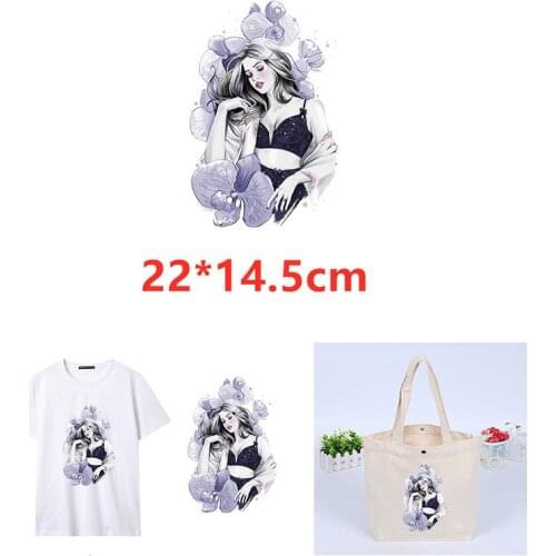 Sexy Lady DIY Patches On Cloths Iron on Heat Transfer Printing Patches Stickers for Clothes T-shirt Appliques Washable