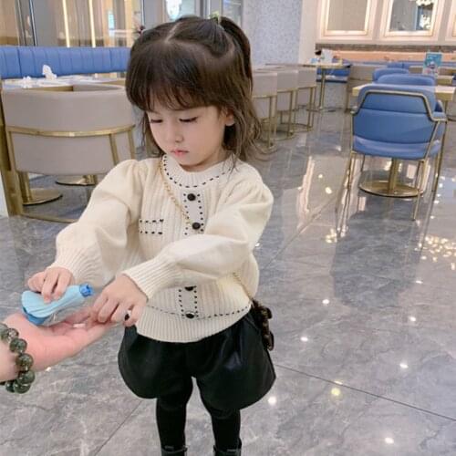 Girls Sweater Babys Coat Outwear 2021 Apricot Thicken Warm Winter Autumn Knitting Scoop Jacket Long Sleeve Childrens Clothing