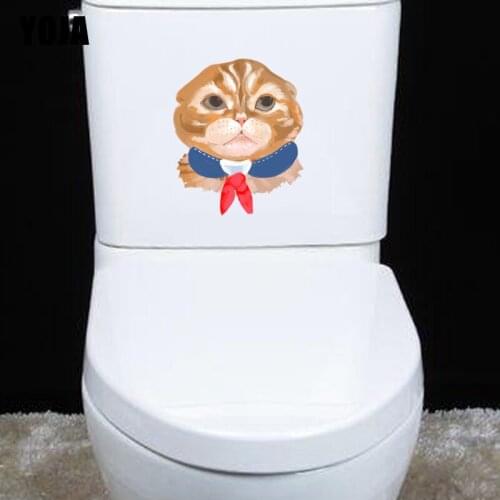 YOJA 18.3*21.7CM Cool Cat BedRoom Home Decor Toilet Sticker Modern Wall Decal T3-0453