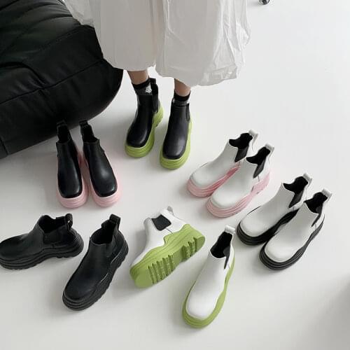 Mixed Colors Sole Brand Design Chelsea Boots Women 2021 Chunky Heel Platform Motorcycle Long Knee Boots Shoes Women