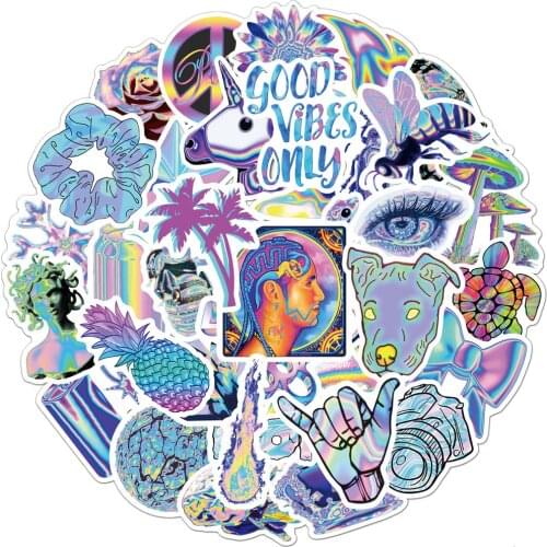 10/30/50pcs Holographic Stickers Toy For Kids Girl Pretty Graffiti Decals Sticker To DIY Stationery Guitar Phone Laptop Suitcase