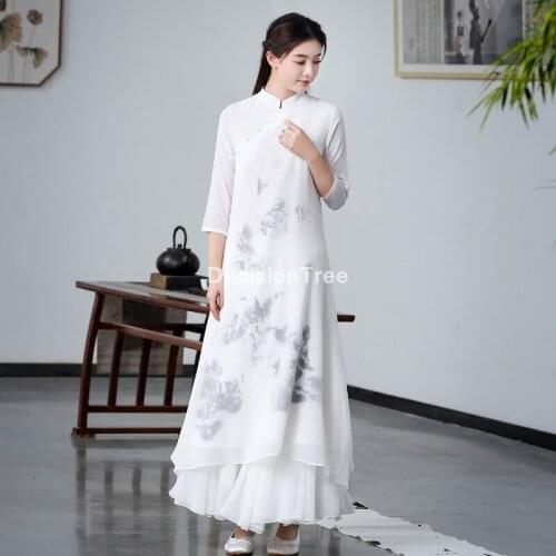 2021 chinese dress cheongsam qipao women evening dress improved cheongsam chiffon elegant bridesmaid lace wedding party qipao