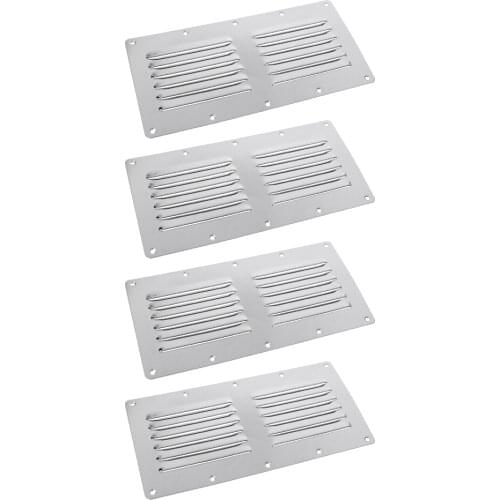 4 Pieces Stainless Steel 23 x 11.5 cm / 9 x 4.5 inch Air Vent Louvre Ventilation Grill Plate, Boat Yacht Deck Hardware