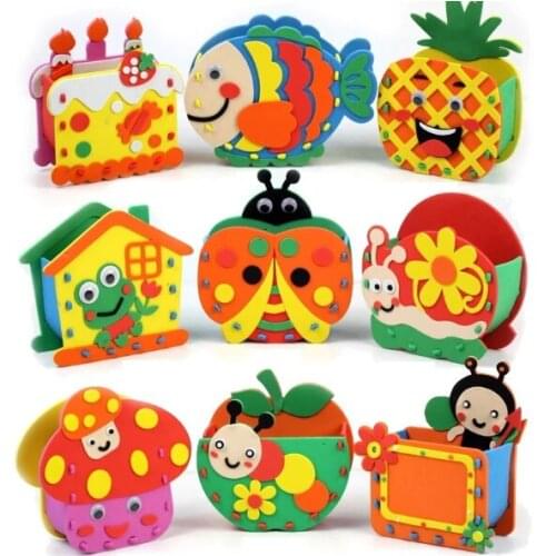 5pcs EVA pen holders DIY handmade materials childrens cartoon creative toys educational early education holiday gifts