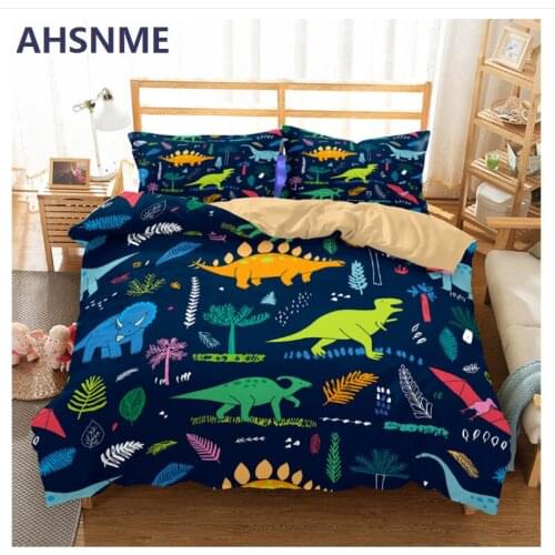 AHSNME Jurassic Dinosaurs world bedding set Tyrannosaurus Quilt Cover boys favorite home textiles Multi-country size for AU/US