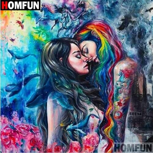 HOMFUN 5D DIY Diamond Painting Full Square/Round Drill "Cartoon woman" 3D Embroidery Cross Stitch gift Home Decor A02636