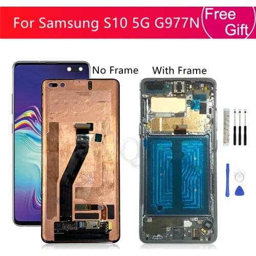 AMOLED LCD For SAMSUNG S10 5G LCD G977N Display SM-G977U Touch Screen Digitizer For SAMSUNG Galaxy S10 5G LCD G977 LCD 6.7"