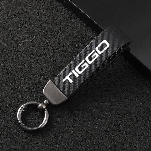 For CHERY TIGGO 3 4 5 7 PRO 8 car Accessories High-Grade Leather Car KeyChain 360 Degree Rotating Horseshoe Key Rings