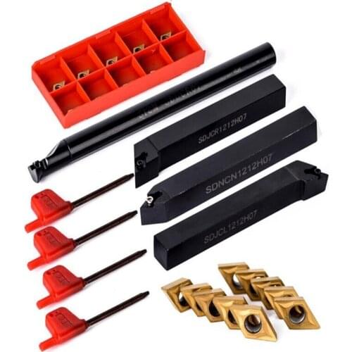 Free Shipping 4pcs CNC Turning Tool S12M-SDUCR07 SDJCR1212H07 SDJCL1212H07 SDNCN1212H07+10pcs Cemented Carbide Blade DCMT070204