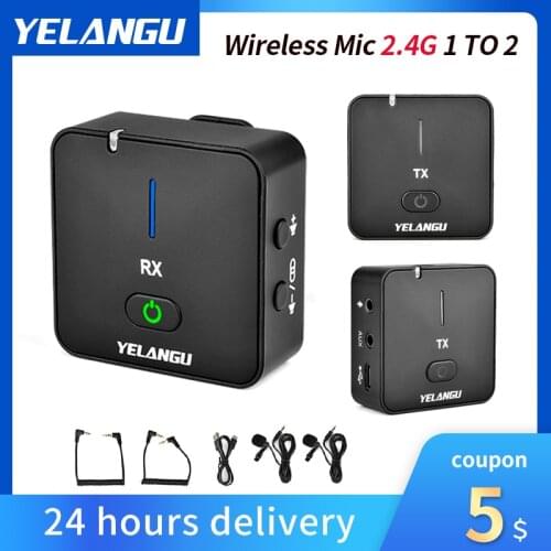 YELANGU MX5 2.4G Wireless Recording Microphone System with Transmitter Receiver Clip-on Lavalier Mic for Vlog Video Recording