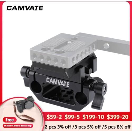 CAMVATE Manfrotto Quick Release Adapter Baseplate & Sliding Mount Plate With 15mm Dual Rod Clamp For DSLR Camera Support System