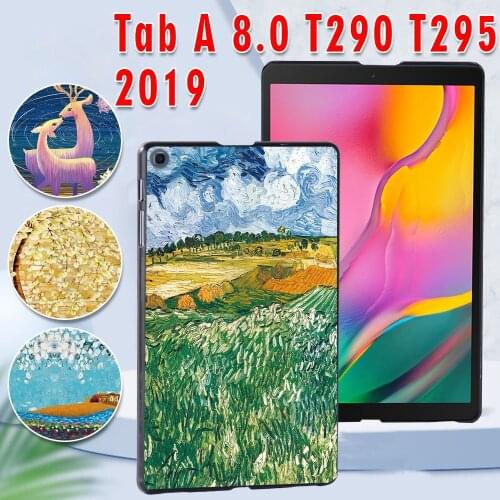 Case for Samsung Galaxy Tab A 8.0 (2019) T290/T295 Anti-Dust Printed PC Plastic Protective Tablet shell Cover+free Stylus