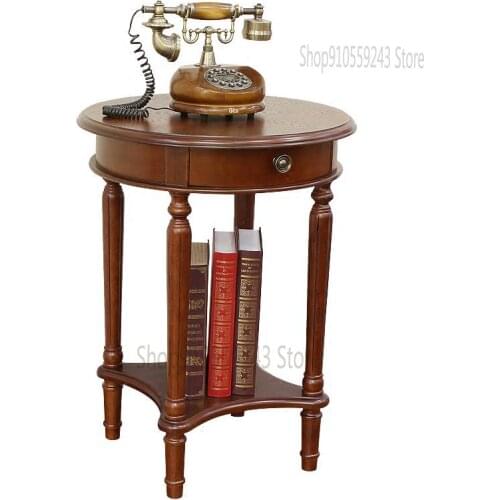 Solid Wood Sofa Side A Few Corners, American Small Round Table, Round Small Coffee Table, Flower Stand, European Leisure Table
